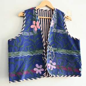 Boho Style Vintage Vest Coat for Women Embroidered Suzani Waistcoat Reversible <b>Kantha</b> <b>Jacket</b> Summer Bohemian Hippie Look - Product Image 2
