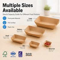 Barquette alimentaire jetable avec bord plié, design kraft, pour service de hot-dogs, support pour commande en gros