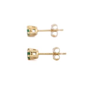 Handmade Natural Round Emerald Gemstone <b>Earring</b> <b>Studs</b> 14K <b>Fine</b> Yellow Gold Solitaire <b>Stud</b> <b>Earrings</b> <b>Fine</b> Jewelry for Women Girls - Product Image 3