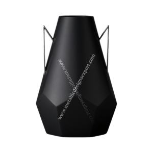 แจกันดอกไม้โลหะสีดำนาฬิกาทรายสุดชิคสไตล์ชายฝั่งทันสมัยพร้อมที่จับเหล็กรูปทรงเรขาคณิตสำหรับงานแต่งงานหรือที่บ้าน/สำนักงาน/ของตกแต่งงาน - Product Image 4