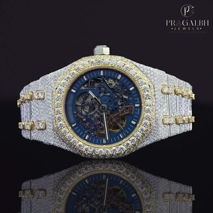 Luxury <b>Blue</b> Skeleton Iced Out Diamond <b>Watch</b> for <b>Men</b> Exquisite Full Bling Automatic Movement Moissanite <b>Watch</b> For <b>Men</b> - Product Image 3