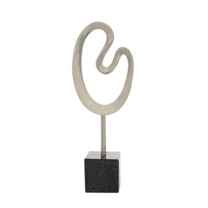 Escultura de diseño de globo de metal artesanal en acabado natural para decoración de mesa de oficina o decoración del hogar - Product Image 3