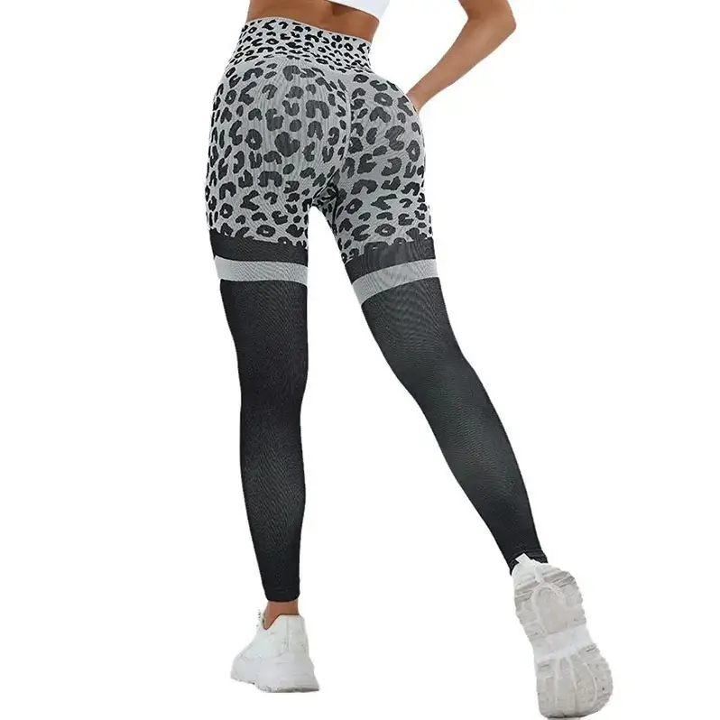 Vita alta a costine Fitness allenamento donna Hip Lifting Outdoor sport da corsa stretti senza cuciture Leggings Yoga con doppie tasche