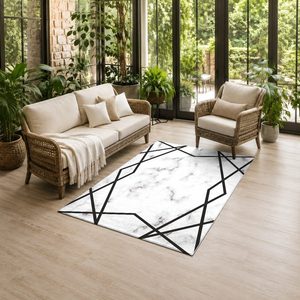 Tapis de salon en chenille gris argenté à motif design imprimé numériquement, lavable en machine, antidérapant - RUGS DEPOT LXDP-0448 (vente en gros) - Product Image 6