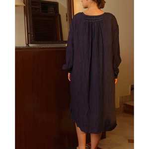 Vestido de Lino Azul Marino DEV - Transpirable, Casual, Elegante, para Oficina, Fiesta, con Cierre, Talla XS, ODM, Ropa Casual de Talla Grande para el Día - Product Image 2