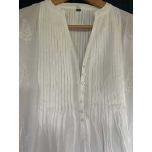 White on White Embroidered Beach <b>Cover</b>-<b>Up</b> Short Elegant <b>Swimwear</b> <b>Cover</b> <b>Ups</b> - Product Image 2