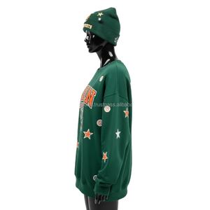 Sweat-shirt oversize pour femme en molleton de coton GSM, doux, chaud, avec logo brodé personnalisé, multicolore, style streetwear, respirant - Product Image 3