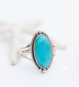 Anillo de plata esterlina 925 sólido turquesa vintage cabujón ovalado de moda estilo clásico joyería fina oxidada regalos para bodas y fiestas - Product Image 1