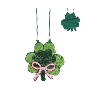 Handmade Four Leaf Clover Beaded <b>Clutch</b> Handbag Green Color Stylish Metal Shoulder <b>Bag</b> for <b>Wedding</b> Party Evening Use - Product Image 4