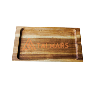 Plateau de service en bois d'acacia écologique, plaque rectangulaire en bambou massif gravée, dessert, collation, mariage, plats de cuisine pour les mariages - Product Image 4