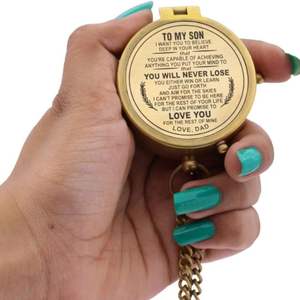 Boussole en laiton portable à main avec étui en cuir, entièrement fonctionnelle, cadeau nautique personnalisé, camping, randonnée, sports de plein air - Product Image 2