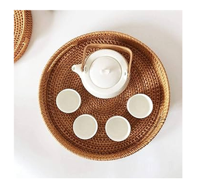 Plateau de service en rotin pour boissons de piscine Plateau de service en osier naturel 100% Prix abordable - Product Image 1