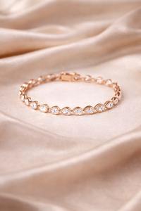 Modern Pear Lab Diamond Station <b>Bracelet</b> Solid 10k Yellow Gold for Party or Gift Bulk Bar <b>Bracelets</b> for Jewelry Retailers - Product Image 2