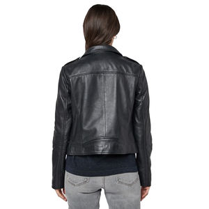 Vestes en cuir noir pour femmes, coupe ajustée, tendance, vestes de moto d'hiver pour filles, vente en gros personnalisée, vestes en cuir décontractées - Product Image 6