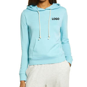 Logotipo personalizable y bolsillo tipo canguro / Diseño de mangas largas con diseño de color sólido a precio económico con cordones y capucha. - Product Image 1