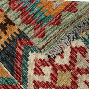 Tapis Kilim Tribal en Laine Noué à la Main 2,5x4 Pieds Réversible Tissage Simple Géométrique Durable - Product Image 4