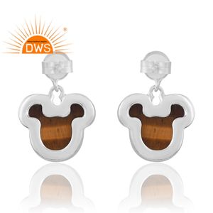 Nuevo diseño de tendencia, pendiente de piedra preciosa amarilla de ojo de tigre Natural de plata esterlina, joyería de diseño personalizado para mujer, regalo para ella - Product Image 2