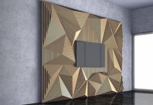 Décoration murale suspendue en bois faite à la main, design Art déco moderne, pour unité TV, anniversaire - Product Image 4