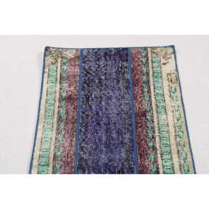 Alfombra Turca Pequeña, Alfombra Vintage de 1.7x3.6 pies, Alfombra de Lana Ikat Azul - Product Image 5