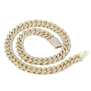 Iced Out Round Shape Lab Grown Diamond 16 pulgadas Cadena de eslabones cubanos 14K Oro amarillo Diamante Hip Hop Collar para joyería de hombres - Product Image 2