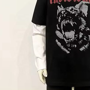 Fabricant de t-shirts T-shirt personnalisé en coton épais Épaule tombante Double couche à manches longues Col rond T-shirts pour hommes - Product Image 6