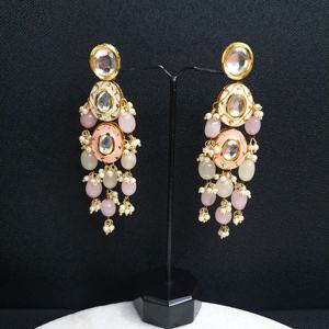 Pendientes de cuentas de Kundan chapados en oro con piedra Rosa melocotón Pendientes de cuentas de Piedra Rosa melocotón Material principal Aleación de zinc - Product Image 4