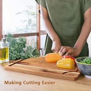 Juego de tablas de cortar de madera de acacia con ranura para jugo (3 piezas) tablas de cortar de madera orgánica para corte de bloques de carnicero de cocina - Product Image 3