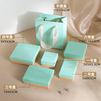 Boîte à bijoux en papier kraft bleu et rose de petite taille, personnalisée, pour le stockage de bijoux, vente en gros à bas prix