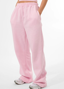 Ensemble 2 pièces en coton éponge français rose pour femmes surdimensionné à capuche pantalon de survêtement à jambe large décontracté motif solide brodé - Product Image 3