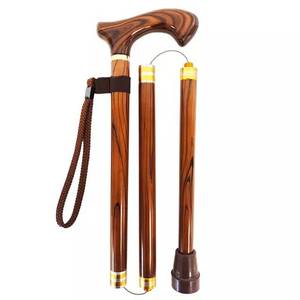 Canne en bois traditionnelle avec poignée confortable et sangle de poignet pour usage domestique - Product Image 2