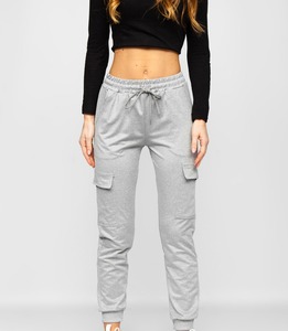 High Waist Women Cargo <b>Jogger</b> Pants Grey <b>Slim</b> Fit Sweatpants Elastic Waist Casual Sports Trousers with Pockets Streetwear - Product Image 4