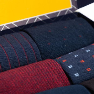 Chaussettes classiques pour hommes à motif géométrique en coton et élasthanne, lot de 6 paires en coffret cadeau, imprimées numériquement, taille unique, pour l'hiver - Product Image 3