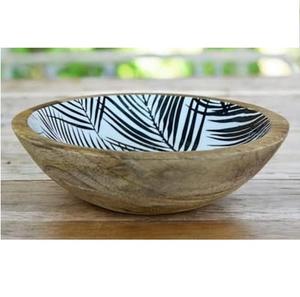 Bol à fruits en bois au design élégant, autocollant en émail, bol rond en bois de manguier, parfait pour les noix, les bonbons, les amuse-gueules, les olives et la salsa - Product Image 4