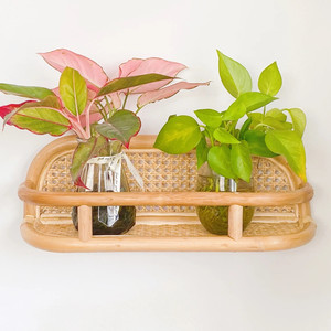 Simple <b>wall</b> hanging rattan <b>shelf</b> <b>wall</b>-mounted natural hand-crafted <b>shelves</b> for cosmetic display - Product Image 4
