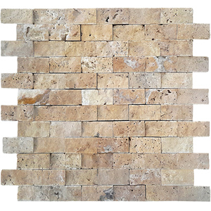 SplitFace Travertine Different Type <b>Stone</b> Paving Tiles 20x20cm Outdoor Garden Driveway Pavers Made in Turkiye Wall Cladding - Product Image 2