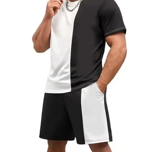 Camisa informal de manga corta con cuello redondo y conjunto de pantalones cortos de verano con logotipo personalizado - Product Image 3