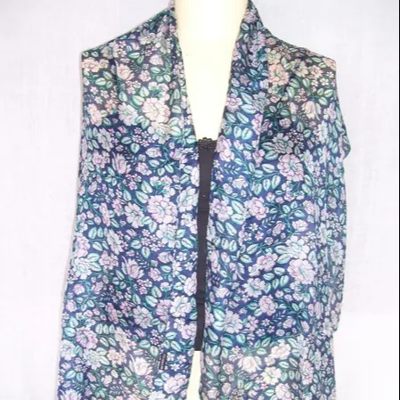 Chal de talla larga de seda pura para mujer, bufanda con estampado Floral de doble cara, diseño de flores de personas genuinas, seda genuina, 100%