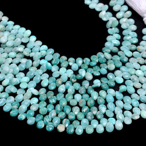 Amazonite naturelle 7x5mm pierres précieuses poire Briolette perles à facettes Amazonite semi-précieuse pierres précieuses Briolette perles en vrac pour bijoux - Product Image 1