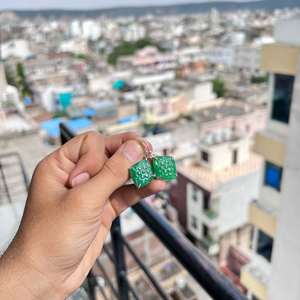 Fleur sculpture émeraude boucle d'oreille 925 argent boucle d'oreille belle forme fantaisie véritable émeraude boucle d'oreille cadeau pour boucle d'oreille de fiançailles - Product Image 2