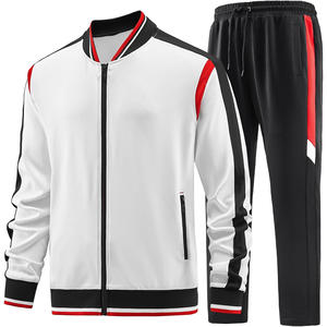 Survêtement zippé pour hommes, ensemble de jogging deux pièces, matériau respirant avec impression personnalisée, broderie et image de marque - Product Image 1