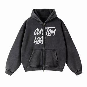 Wholesale Price Low MOQ Acid Washed Hoodie French Terry Cotton Vintage Distressed Acid Wash <b>Pullover</b> Hoodie for <b>Men</b> - Product Image 3