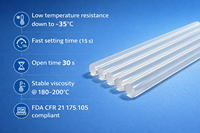 Bâtons de colle thermofusible EVA pour carton et papier, temps de durcissement de 10 à 15 secondes, résistant aux basses températures, adhésif industriel GLUETECH 708-B