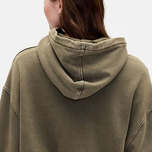 เสื้อฮู้ดดี้ทรงบ็อกซี่ ตัดสั้น ผ้าฝ้าย 100% ล้างสีแบบแอซิด  สำหรับผู้หญิง  รับสกรีนโลโก้  สตรีทแวร์ ผ้าเฟรนช์เทอร์รี่ 500gsm หนานุ่ม - Product Image 5