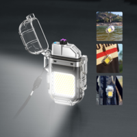 DEBANG Briquet USB à double arc étanche et coupe-vent avec corps transparent à lumière puissante pour une utilisation en extérieur