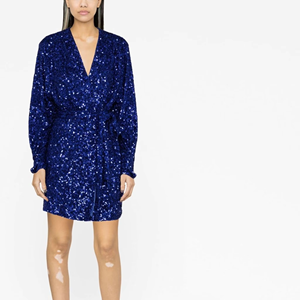 Estilo Vintage Corto Lentejuelas Con Cuentas Funda Ajustada Manga Larga Midi Fiesta Formal Casual Cintura Natural Transpirable Logo Diseño Trasero - Product Image 1