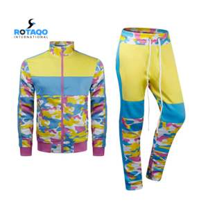 ชุดวอร์มผู้ชายแบบซับลิเมชั่น OEM ชุดวอร์มผู้ชายแบบ 2 ชิ้น ชุดออกกำลังกายสำหรับผู้ชาย แขนยาว - Product Image 1