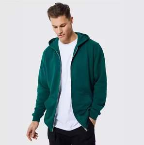 Sweat à capuche court 100 % coton molletonné avec fermeture éclair intégrale, logo personnalisé sérigraphié, pour homme, thermique, vente en gros, saison hiver - Product Image 2