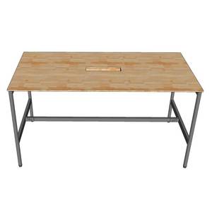 OMA II HBOM219 System-Industrial Style Standing Conference <b>Table</b> 200x100x105cm Rubber Wood & Iron Legs Oval MDF <b>Office</b> Furniture - Product Image 2
