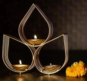 Luxury Metal Tea <b>Light</b> Holder Set of 2 for Home Decoration Scented Candles for Living Room Decor Made of Metal - Product Image 3