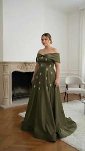 Robe de soirée sirène de luxe faite à la main, confortable, antistatique, en satin et sequins, mode turque écologique, vente en gros - Product Image 3